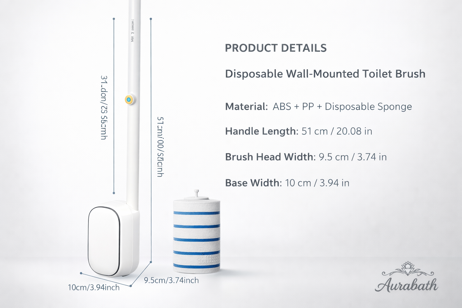 (Aurabath) Smart Toilet Cleaning Kit with Replaceable Sponge Heads